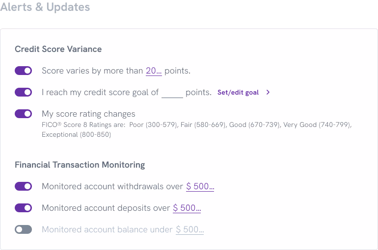After — alert setting replaced with link to Score Planner