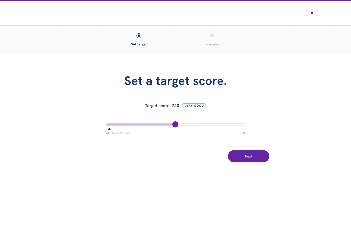 Modal approach screen 1 — set goal