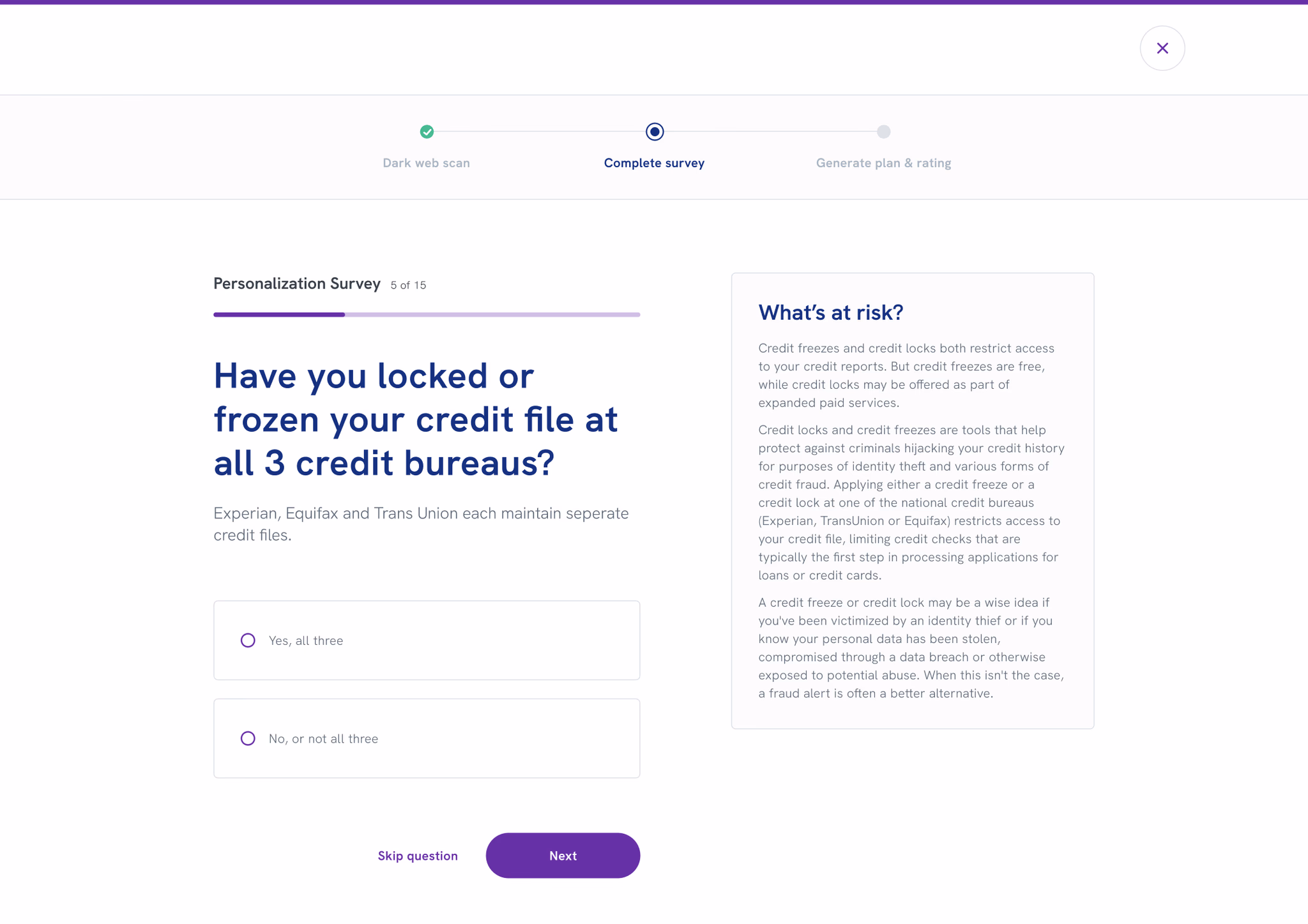 Survey question regarding security behavior